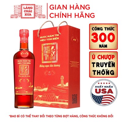 Nước mắm Tĩn Hiệu Tôm Biển (01 Chai) Hồng Ngọc Đại Dương độ đạm 45N chai thủy tinh 500ml