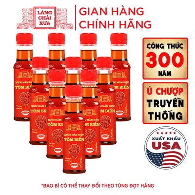 [Lốc 10 chai] Nước mắm tôm biển Làng Chài Xưa Hồng Ngọc Đại Dương 125ml/chai 300 năm truyền thống