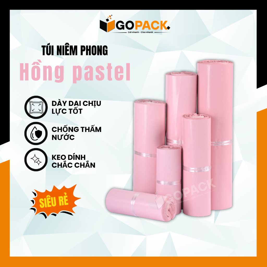 Túi Niêm Phong màu HỒNG PASTEL Túi gói hàng sẵn keo dính dày dai chống thấm - GOPACK