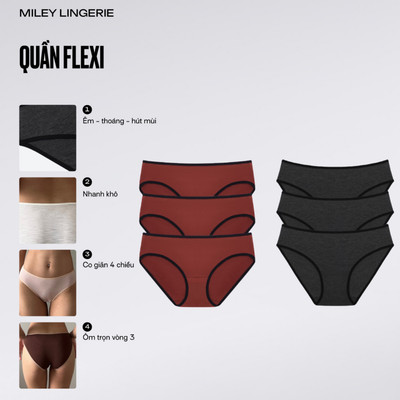 Combo 6 Quần Lót Flexi Miley Lingerie Cotton Lụa Co Dãn 4 Chiều Comfort BCS40 ( Màu ngẫu nhiên)