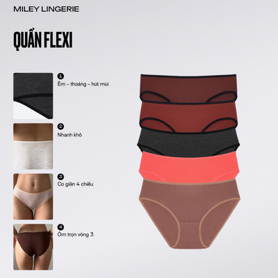 Combo 5 Quần Lót Cotton Miley Lingerie Co Dãn 4 Chiều Flexi BCS40 ( Giao màu ngẫu nhiên)