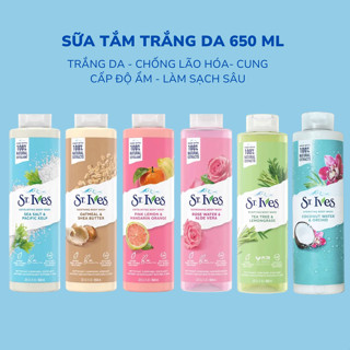 Sữa tắm St.Ives 650ml trắng da cấp ẩm Cam chanh/ Yến Mạch/ Muối biển/ Hoa hồng tẩy tế bào chết nhập khẩu Mỹ Chính hãng