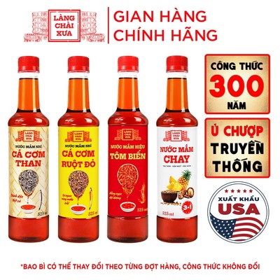 Combo 4 Chai Than Vàng Tôm Chay 3in1 - Nước Mắm Nhỉ Làng Chài Xưa chai nhựa 525ml