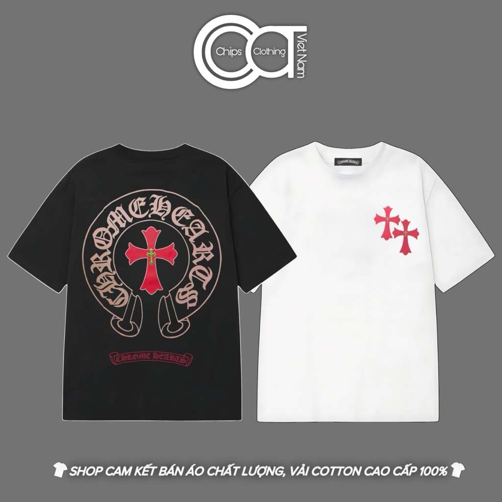 [High Quality] Áo Thun Oversize Chrome Hearts Hồng Cá Tính Unisex Nam Nữ - Cotton 100% - 280gsm | Ch