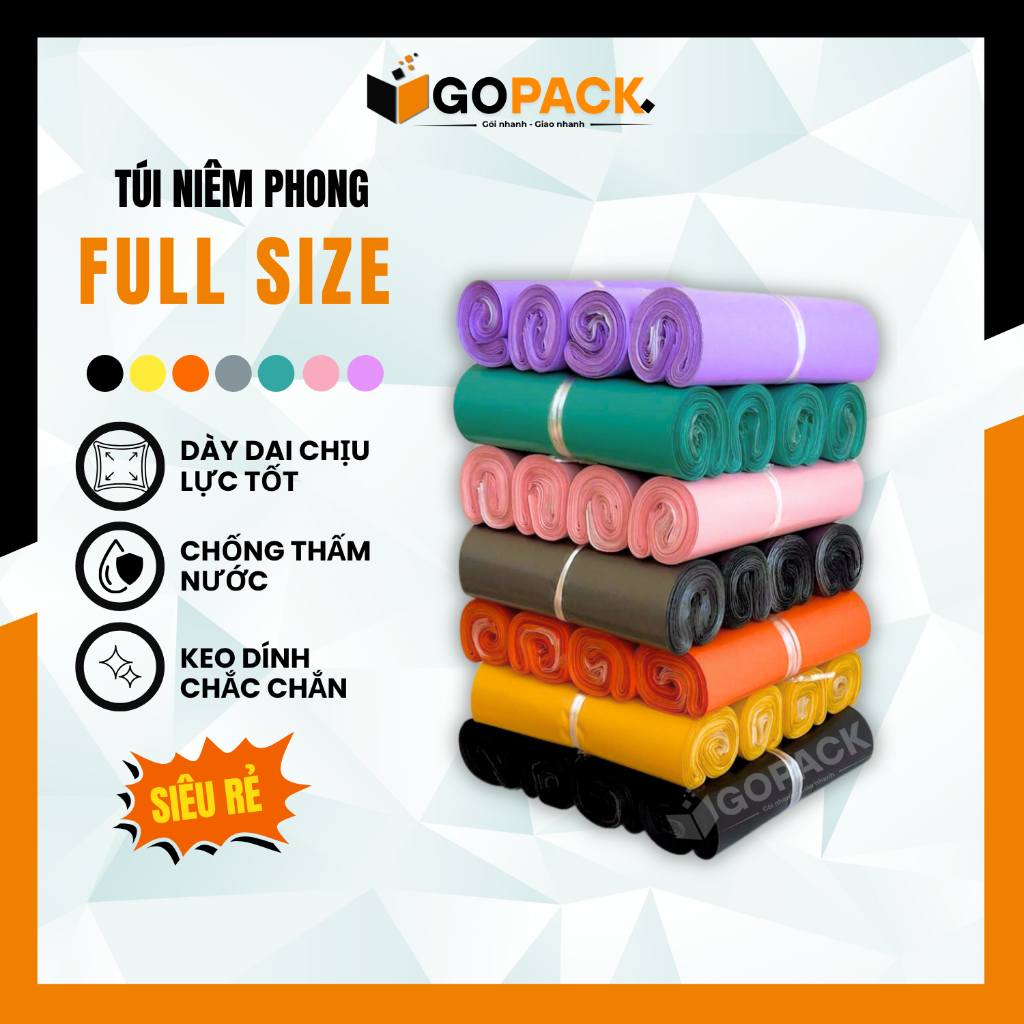 [FULL SIZE] Túi gói hàng niêm phong, túi niêm phong đóng hàng dày dai siêu dính - GOPACK