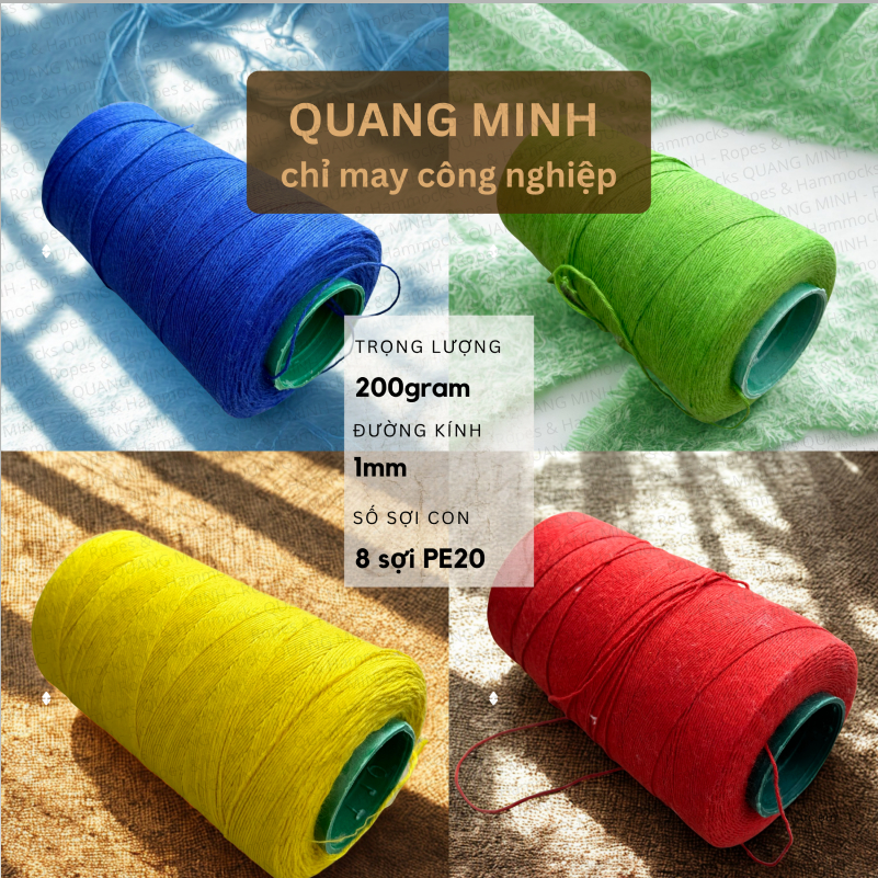 10 cuộn 2kg Chỉ công nghiệp may bao, cuốn thịt, cột xúc xích, cột rơm, chỉ thợ xây dựng - không dùng thả diều
