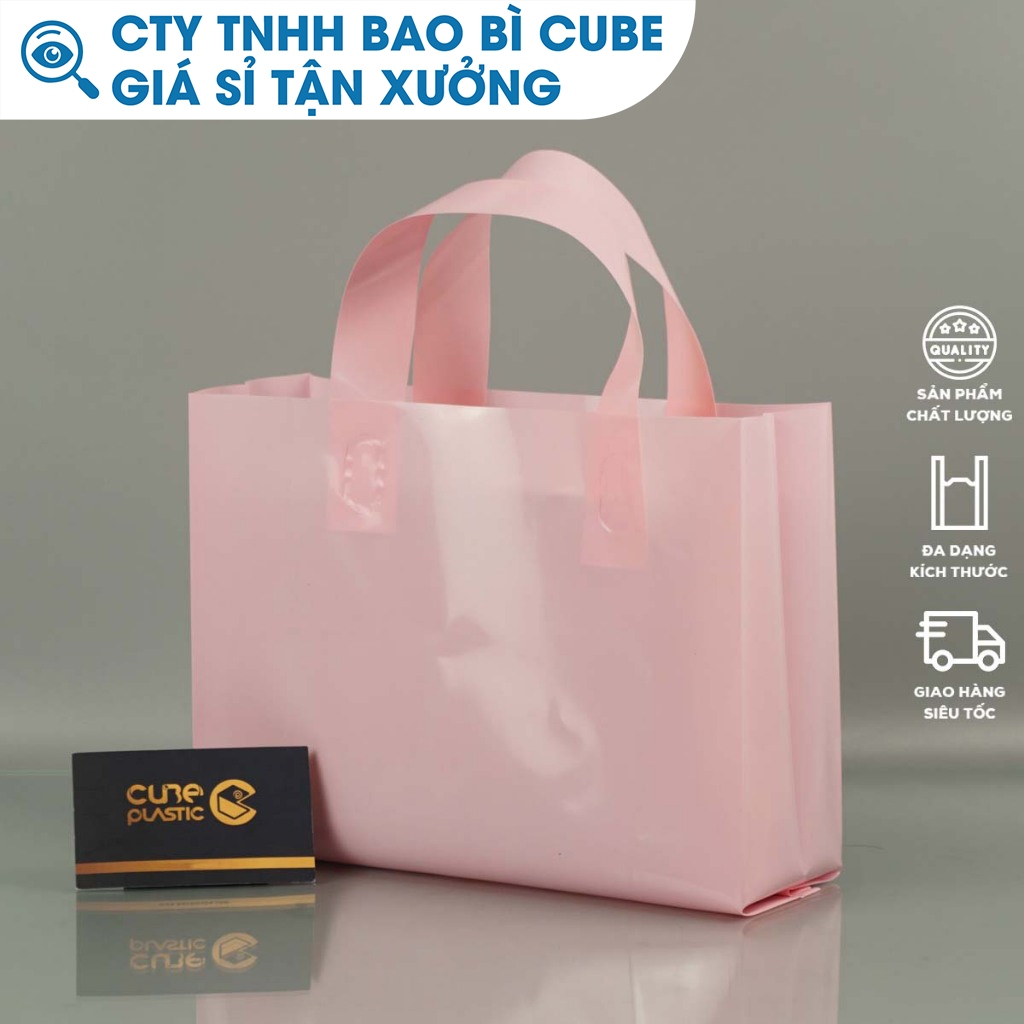 Túi Nilong Quai Ép Vuông PE Hồng Pastel Cao Cấp - CTY BAO BÌ CUBE