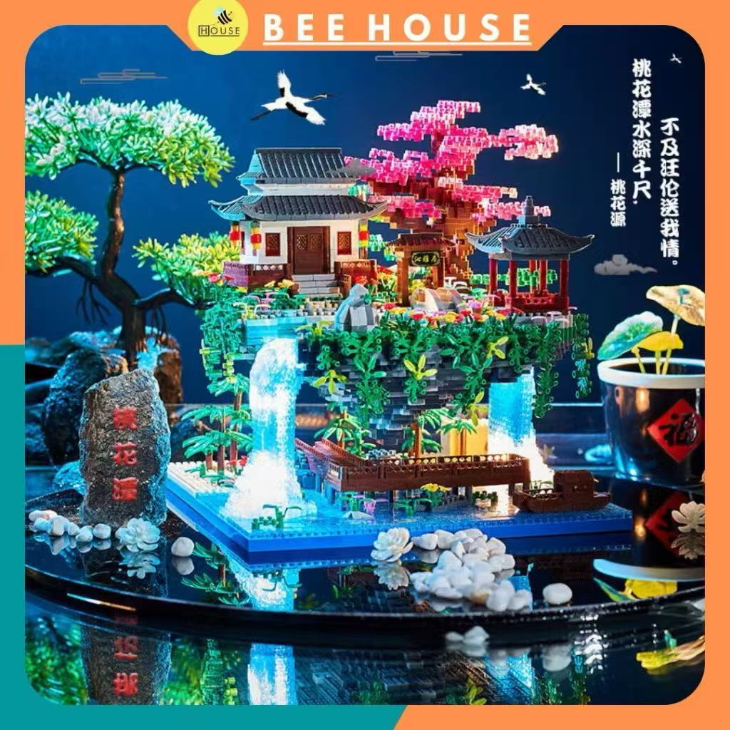 TẶNG ĐÈN - Đồ chơi xếp hình tư duy, đồ chơi lắp ráp, mô hình kiến trúc cung điện trung quốc, mô hình