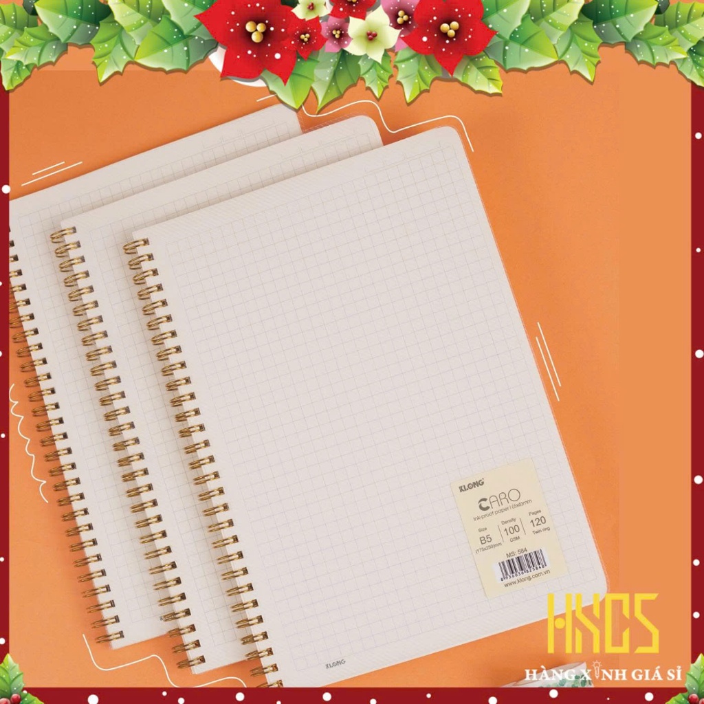 Sổ Klong bìa trong b5 a5 a6 caro line 120 200 trang 100gsm sổ tập vở bìa nhựa trong klong ms