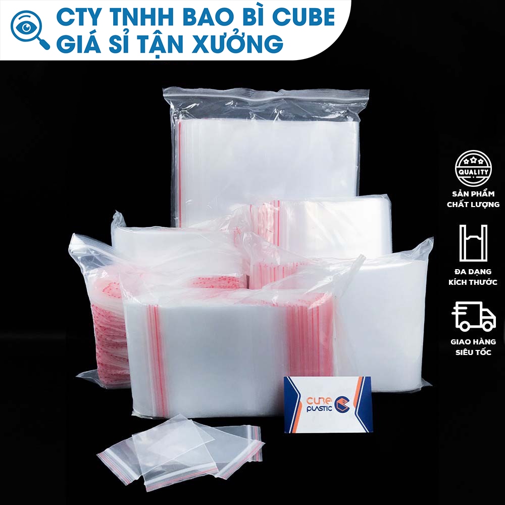 Túi Zipper Chỉ Đỏ [1KG] Đủ Size - Hàng loại 1 chất lượng cao - CTY BAO BÌ CUBE
