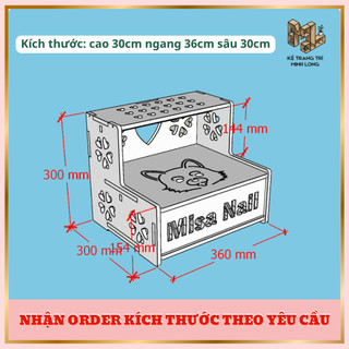 Kệ chân Nail không ngăn tự tháo lắp đa năng, gỗ nhựa Composite, khắc tên miễn phí - Minh Long