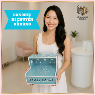 Kệ chân Nail không ngăn tự tháo lắp đa năng, gỗ nhựa Composite, khắc tên miễn phí - Minh Long