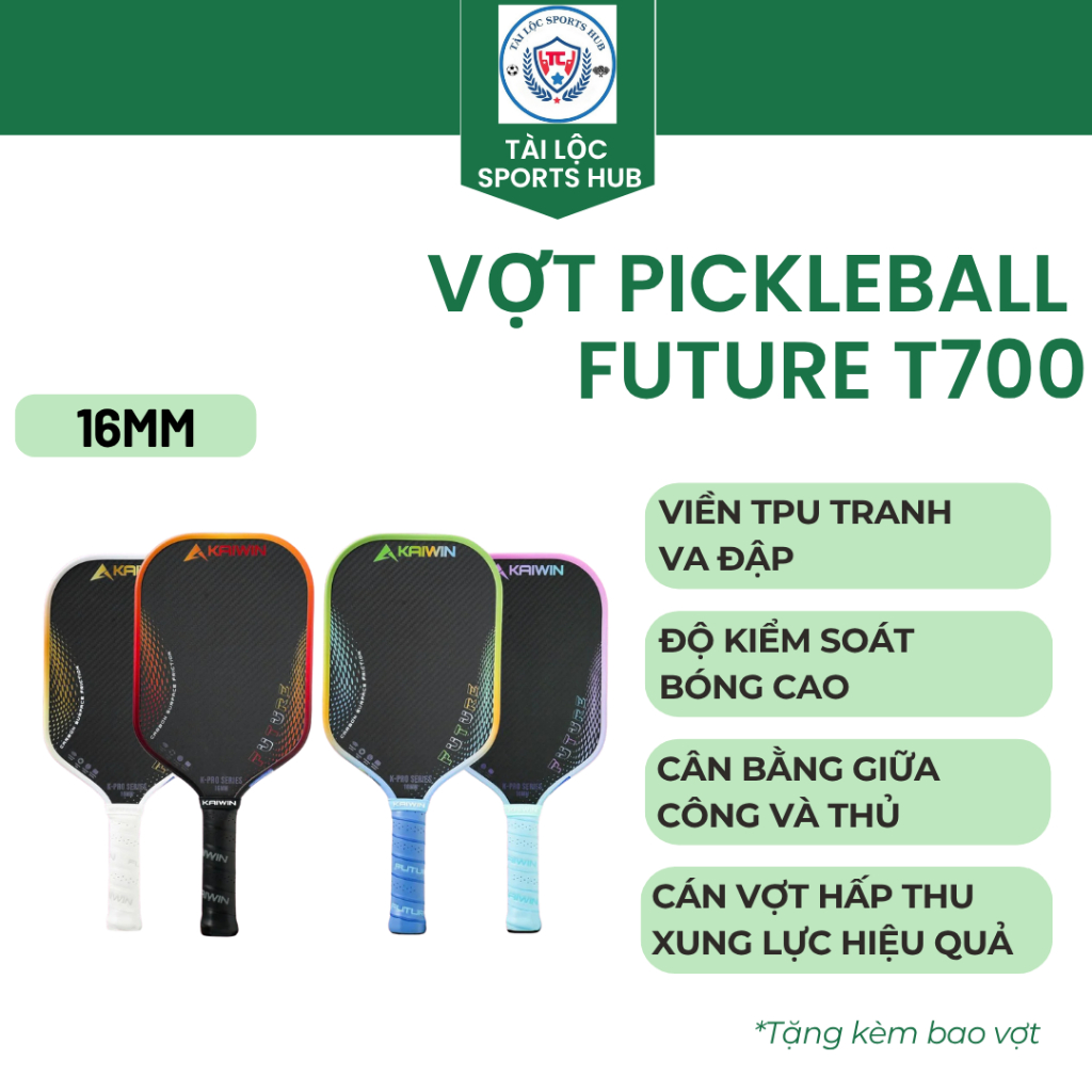 VỢT PICKLEBALL KAIWIN FUTURE T700 chính hãng tặng kèm bao vợt