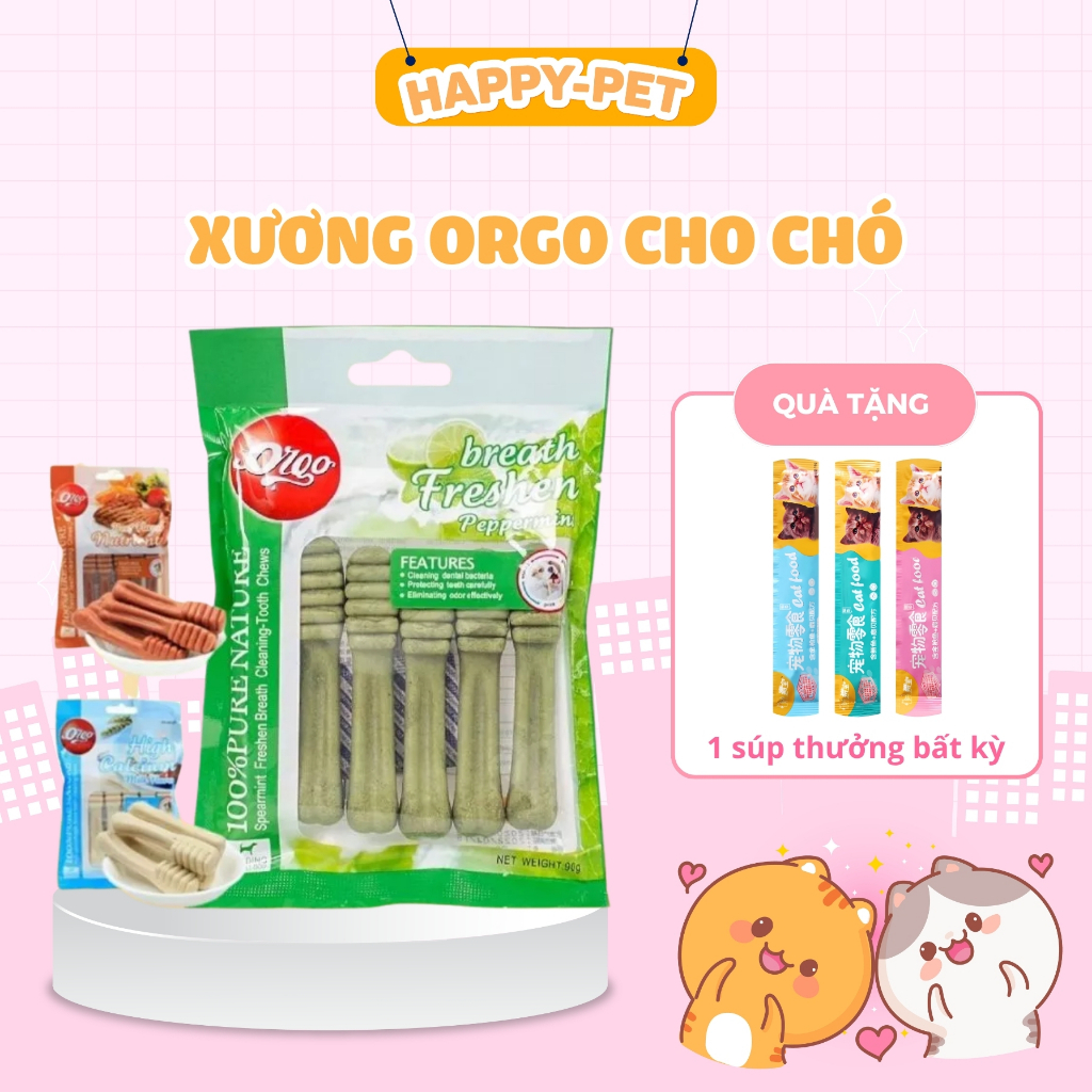 Xương Gặm Orgo - Sạch Răng Thơm Miệng - Bổ Sung Canxi Cho Chó - Happy Pet