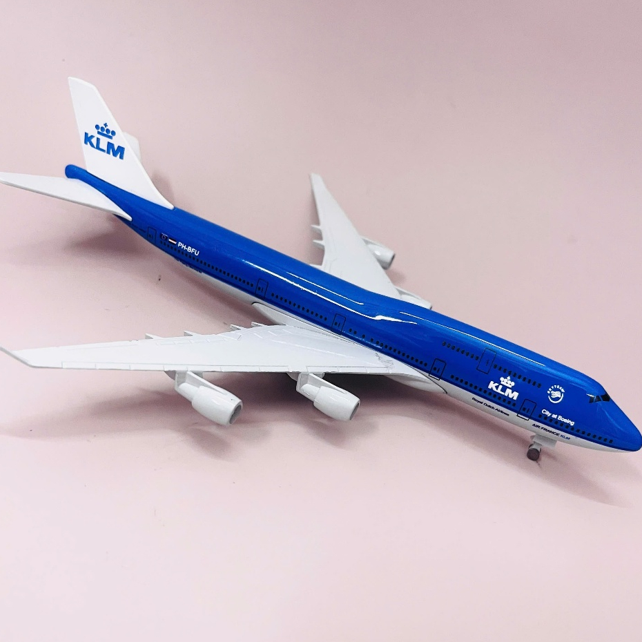 Máy bay dân dụng 4 động cơ Boeing 747 KLM AIRLINES hàng hàng không HÀ LAN mô hình tỉ lệ 1/400 20CM