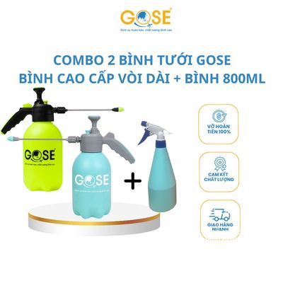 [SVIP] Bình tưới cây vòi dài cao cấp 2L/3L GOSE kèm bình 800ml phun thuốc, tưới cây cảnh, tưới hoa