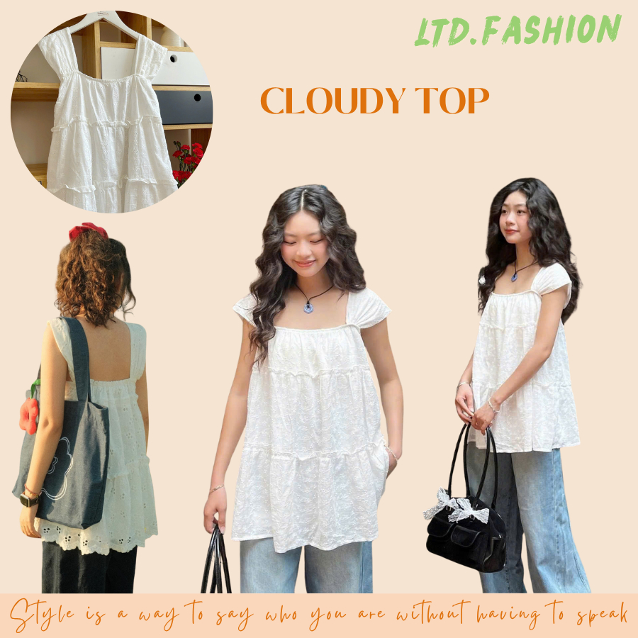 ÁO BABYDOLL VẢI BOI THÊU CỰC XINH - LTD.FASHION - CLOUDY TOP