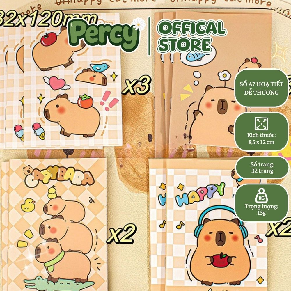 Combo 30 Sổ mini Capybara A7 Quà Tặng Cho Bé Khen Thưởng kẻ ngang, sổ giá rẻ A7, sổ học sinh
