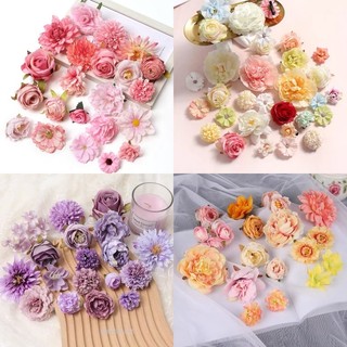 Đầu bông hoa giả, set hoa nhiều mẫu trang trí hộp quà, decor chụp hình sản phẩm