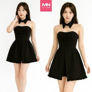 Đầm cúp ngực MINA dáng xoè mini chất Cotton màu đen cá tính đi chơi, dự tiệc MN232