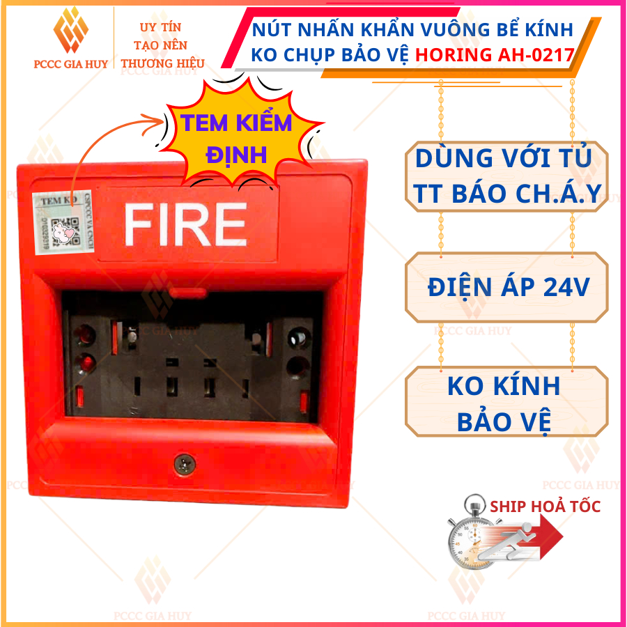 Nút nhấn khẩn vuông bể kính HORING AH-0217