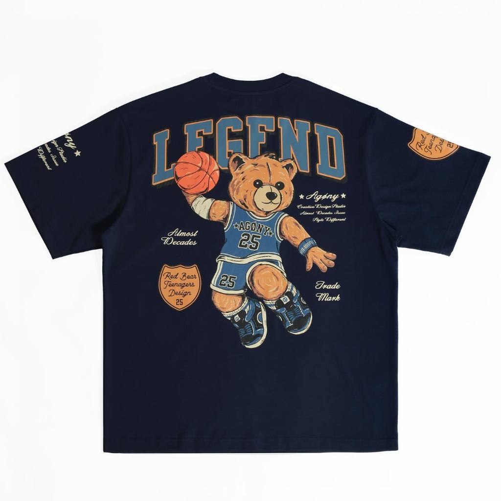 [Xả Lỗ] Áo Thun Agony Story LEGEND Basketball Bear Season 2025 Màu Xanh Navy Hàng Chính Hãng | Fox S