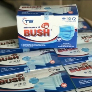  Hộp 50 Cái Khẩu Trang Y Tế Bush 4 lớp Kháng Khuẩn  Chính Hãng  