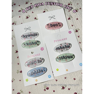 [ 1 KẸP ] KẸP TÓC MÁI HOA CUSTOM CHỮ THEO YÊU CẦU MINI CÓ TRANG TRÍ ( ĐỌC PHẦN MÔ TẢ )
