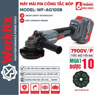  Máy Cắt Pin Máy Mài Pin WORKFIX WF-AG100B MÀU XÁM Có tính năng chống xóc đá chống khỏi động lại 