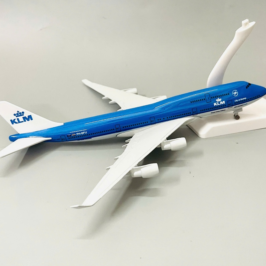 Mô Hình Kim Loại 20CM Boeing 747-400 KLM Royal Dutch Airlines HÀ LAN Tỉ Lệ 1:400 Sơn Tĩnh Điện Bóng 