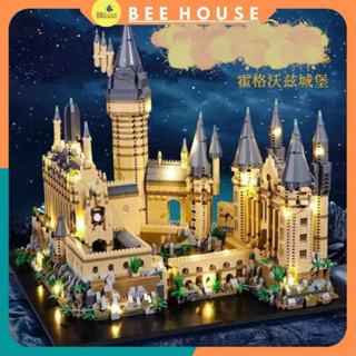   Tặng đèn  đồ chơi xếp hình đồ chơi lắp ráp lâu đài phép thuật phù thủy trường học Harry Potter mô hình trưng bày 3D 