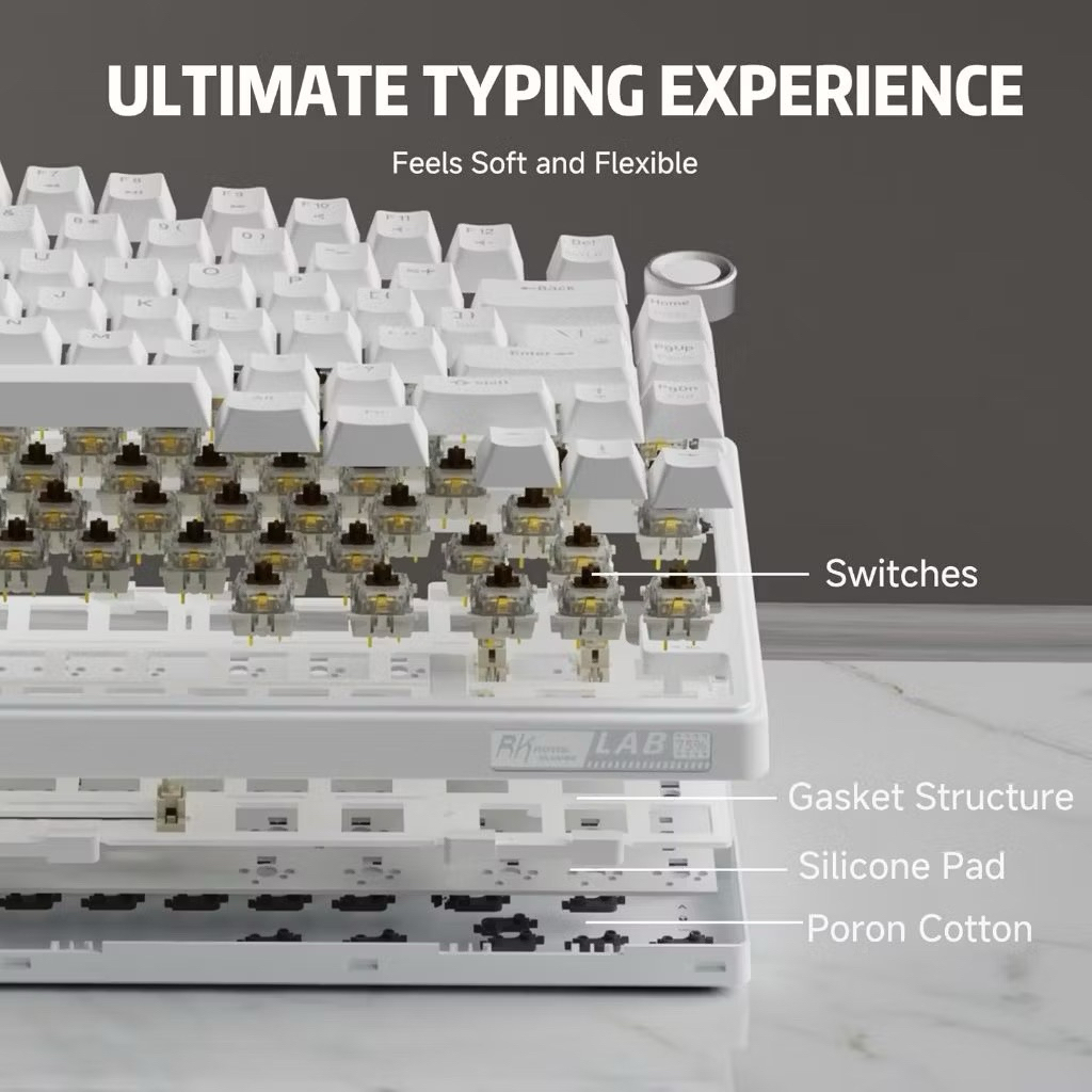 Bàn phím cơ RK R75 1 mode led RGB full foam Gasketmount | BigBuy360 - bigbuy360.vn