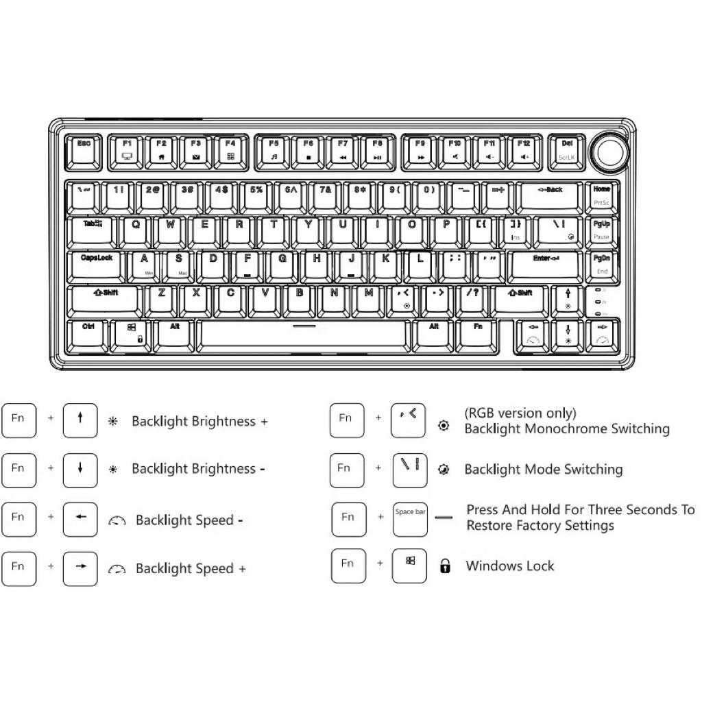 Bàn phím cơ RK R75 1 mode led RGB full foam Gasketmount | BigBuy360 - bigbuy360.vn