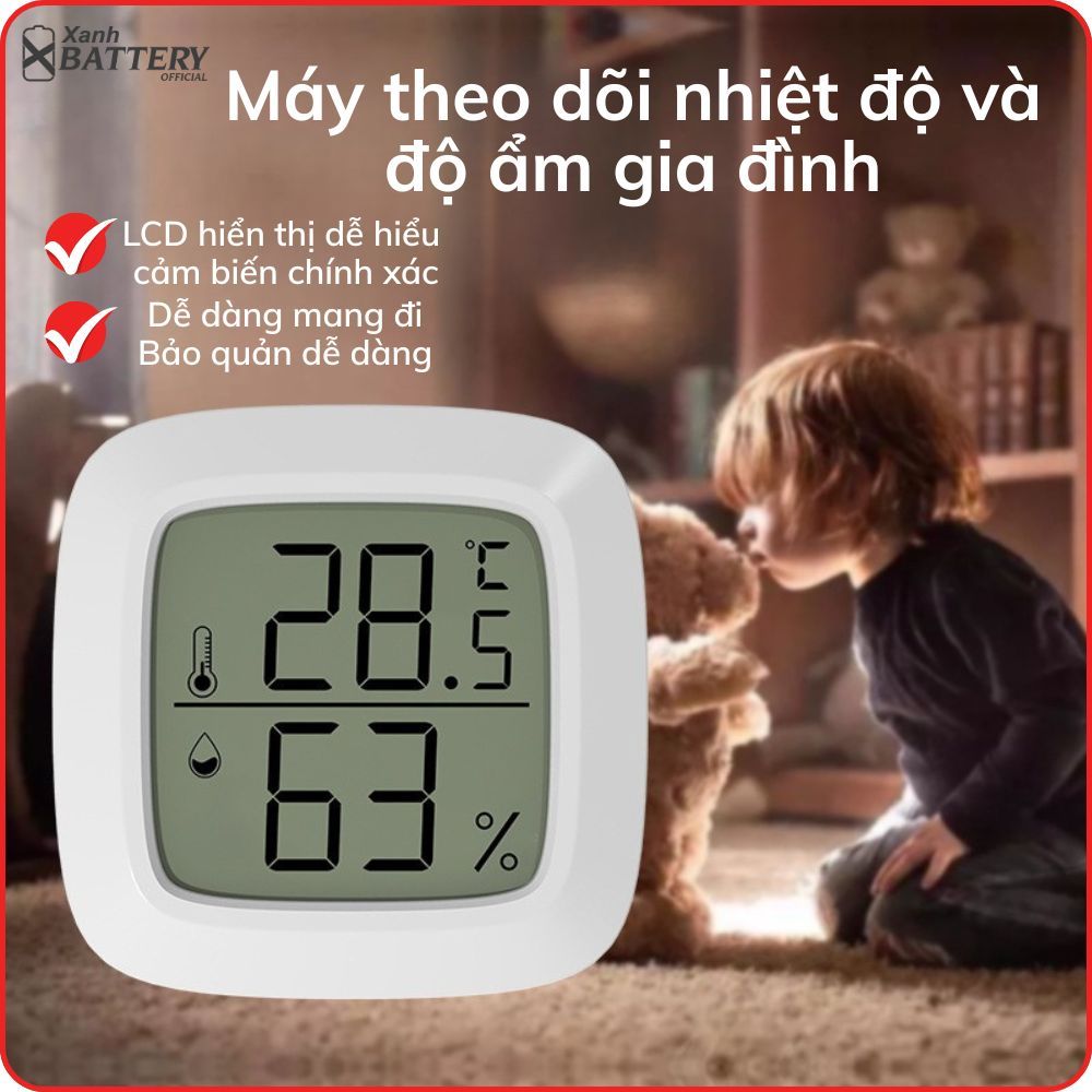 Máy đo nhiệt độ, độ ẩm điện tử mini nhiệt kế gia đình theo dõi nhiệt độ độ ẩm chính xác giữ an toàn cho bé