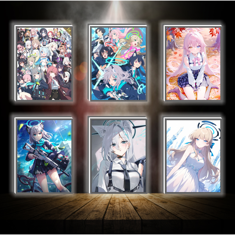 Tranh đèn led 3D đổi màu Blue Archive - Tranh đèn led 3D  trang trí bàn làm việc, đèn ngủ