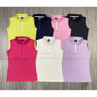 Áo Thun Thể Thao Cổ Trụ Sát Nách Trơn Có Khoá Kéo Vải Thun Lạnh Co Giãn Tốt Chơi Pickleball, Cầu Lông, Tennis, Gym