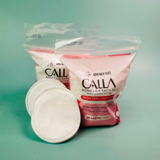 Bông tẩy trang Bông Bạch Tuyết Calla tròn mịn 30 miếng/gói