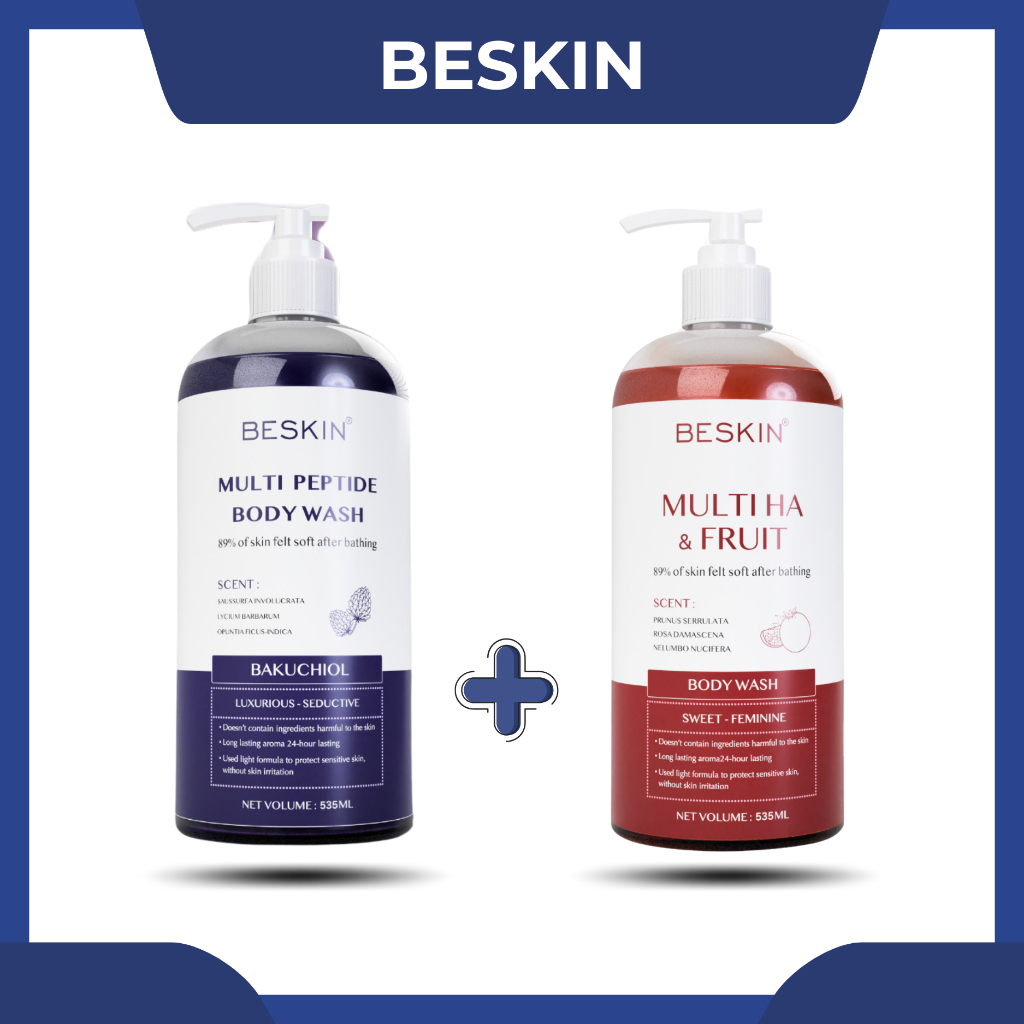 COMBO 2 CHAI  SỮA TẮM: HA ĐA TẦNG "Multi HA & Fruit" + MULTI PEPTIDE "Multi PEeptide Body Wash" - Du