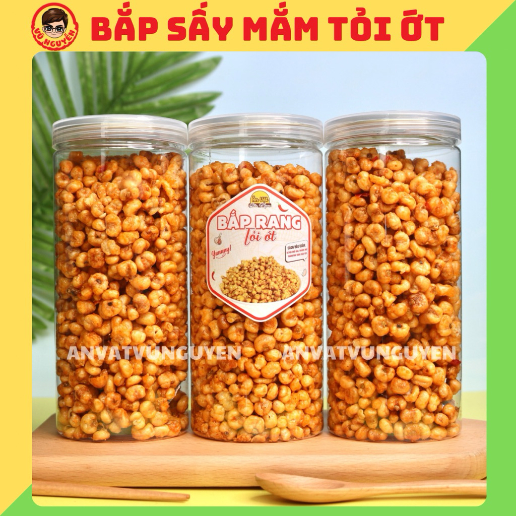  1KG Bắp Rang Sấy Mắm Tỏi Ớt  Ngô Giòn Xóc Mắm Cay - Ăn Vặt Vũ Nguyễn Vừa Ngon Vừa Rẻ - Ship Hỏa Tốc 