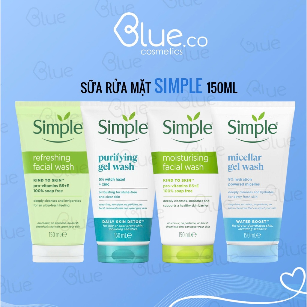 [Chính Hãng]Sữa Rửa Mặt Simple Kind To Skin Refreshing Facial Wash Gel 150ml