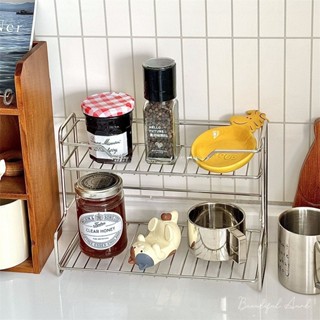 Kệ đa năng để bàn bằng thép không gỉ tinh tế đơn giản Kệ để Cà phê Nhà vệ sinh Phòng tắm Giá đựng mỹ phẩm 2 tầng