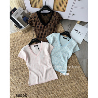 Áo len hoạ tiết ôm body cổ V QCCC( form nhỏ)