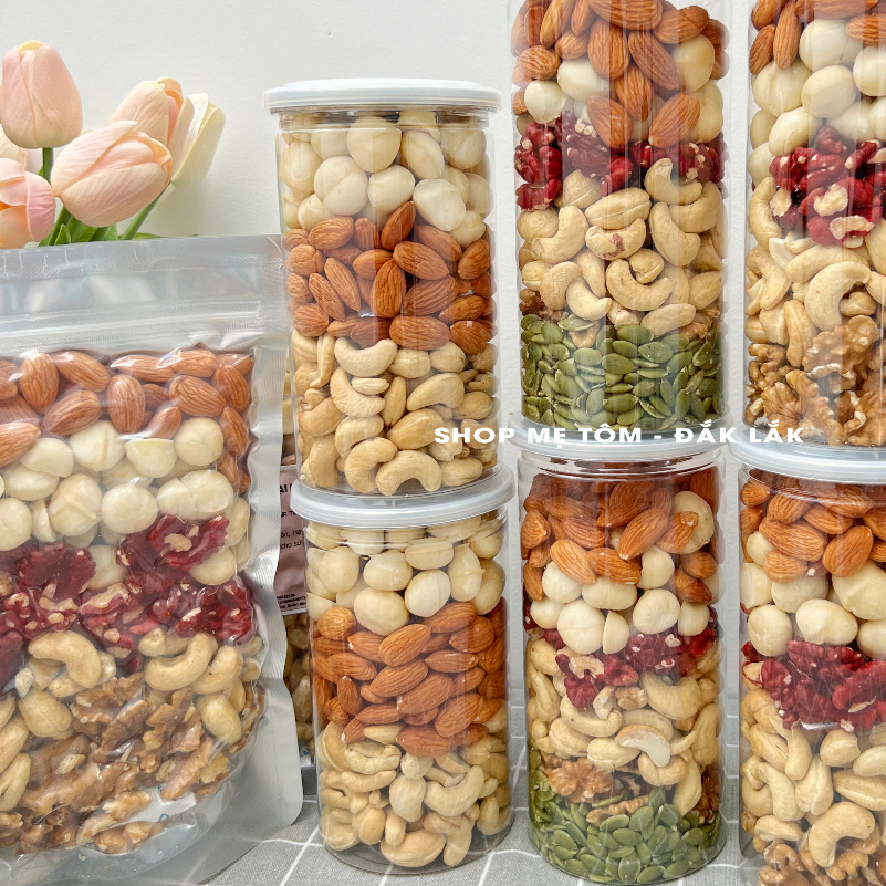 500Gram Hạt dinh dưỡng sấy mộc mix hạt hỗn hợp Hạnh nhân, Macca, Hạt điều, Óc chó, Hạt bí, Mắc ca