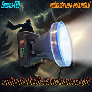 Đèn đội đầu pin 14 giờ sáng mạnh, chóa kín nước 85mm, báo pin (hộp nhựa, cáp, dây đeo)