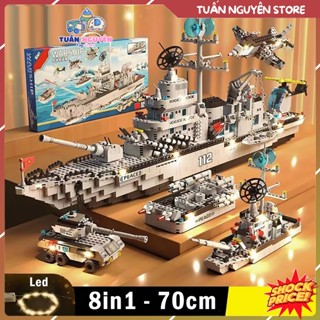 [1560 mảnh] Bộ Đồ Chơi Lắp Ráp Mô Hình Tàu Chiến Hạm, Xe Tăng, Trực Thăng Phát Triển Tư Duy Cho Bé