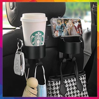 Giá đỡ cốc nước kèm móc treo đồ sau ghế xe ô tô 2 in 1, Giá đỡ treo đồ đa năng nhựa ABS chắc chắn