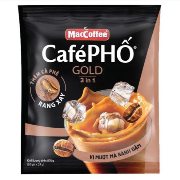 Cà Phê Sữa MacCoffee Cà Phê Phố Gold 3in1 Túi 870g (30 Gói*29G), Cà Phê Phố, Coffee