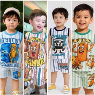 Sét combo 4 bộ quần đùi 3 lỗ bé trai bé gái ( HỌA TIẾT TUNG TUNG SAHUR ĐÁNG YÊU DỄ THƯƠNG)8-40kg M99