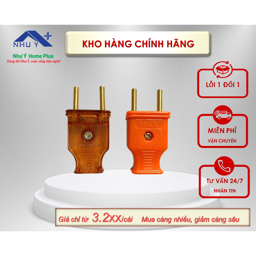 Phích Cắm Điện Vinamax 2200W Chân Đồng Nhựa Chống Vỡ