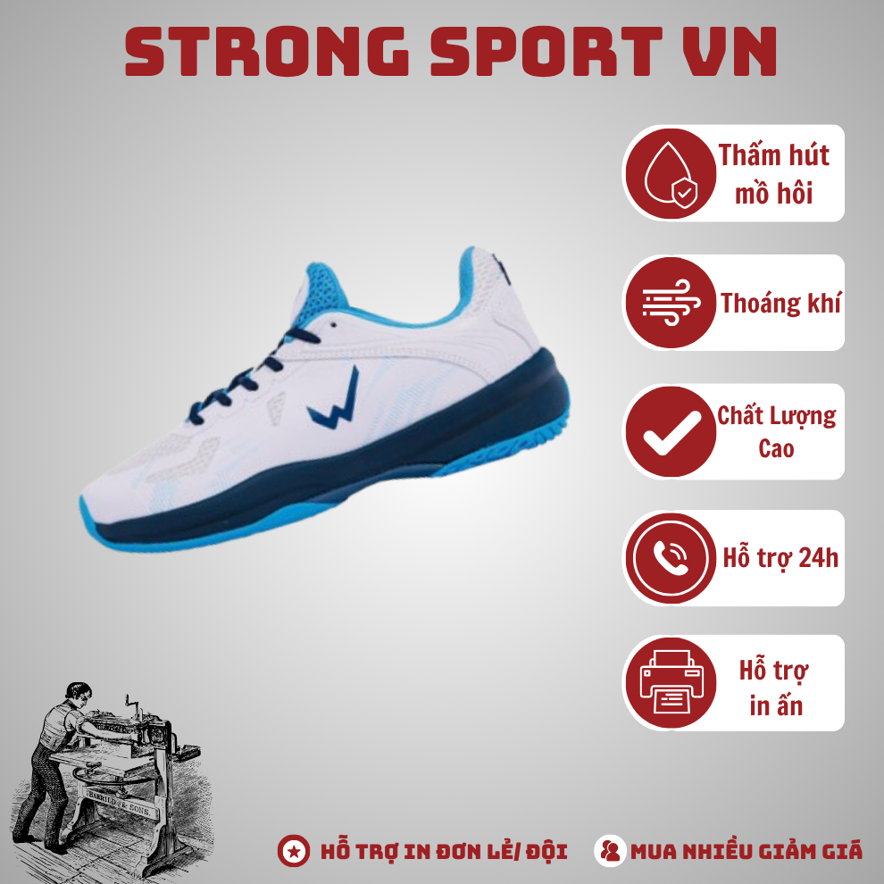 Giày Pickleball Nam Nữ Wika Hyper , Giày Thể Thao Tennis Bóng Bàn Đế Bám Sân